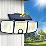 Solar Lights Outdoor with Motion Sensor, 223 LED Security Light, IP65 Waterproof LED Floodlight, 3 Adjustable Heads 360°Wide Angle Wall Light for Yard Garage Porch Garden