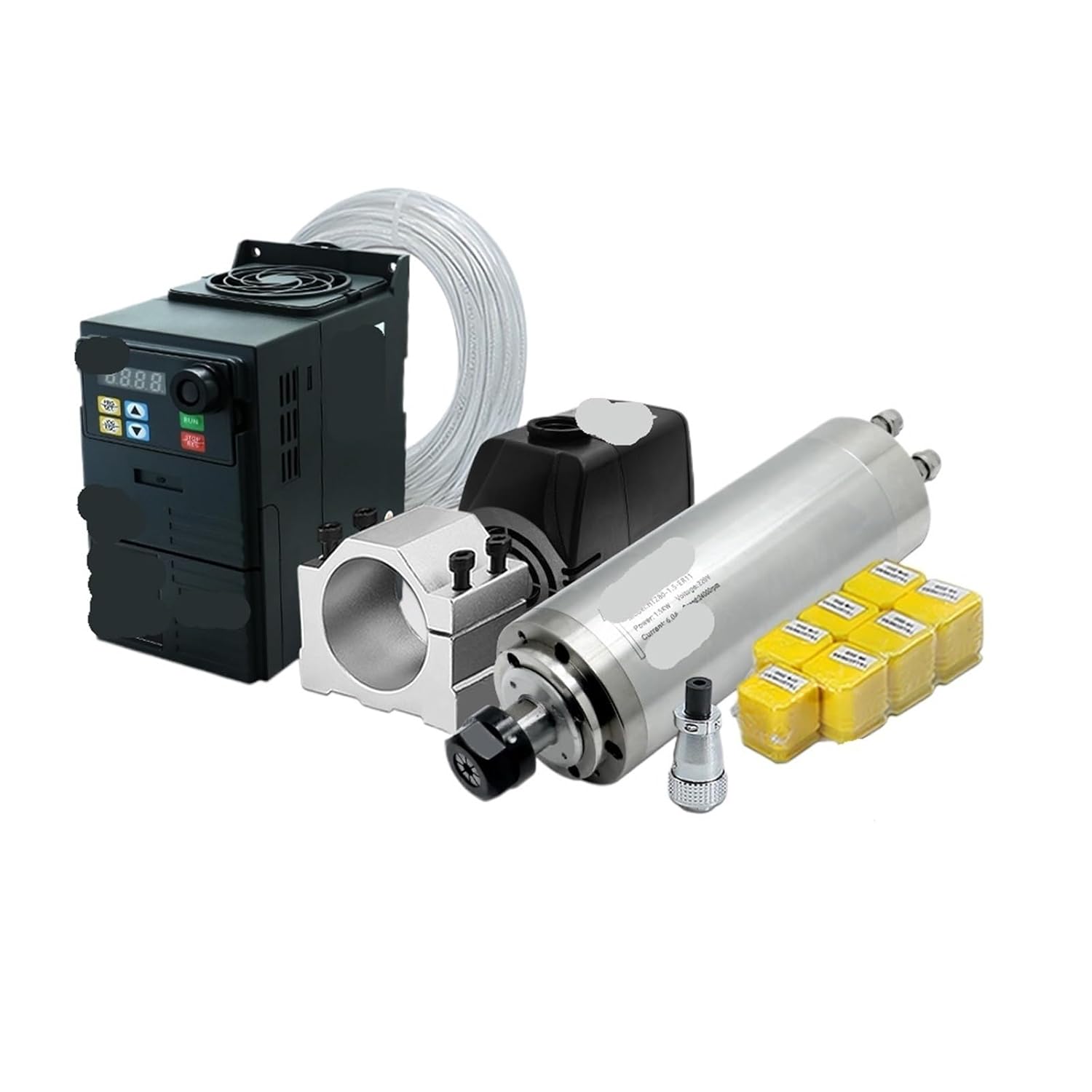 1500w Spindle Motor 220v Er11 1.5kw Round Water Cooling Spindle 24000rpm +1.5kw Vfd 50/60hz +Water Pump +80mm Bracket