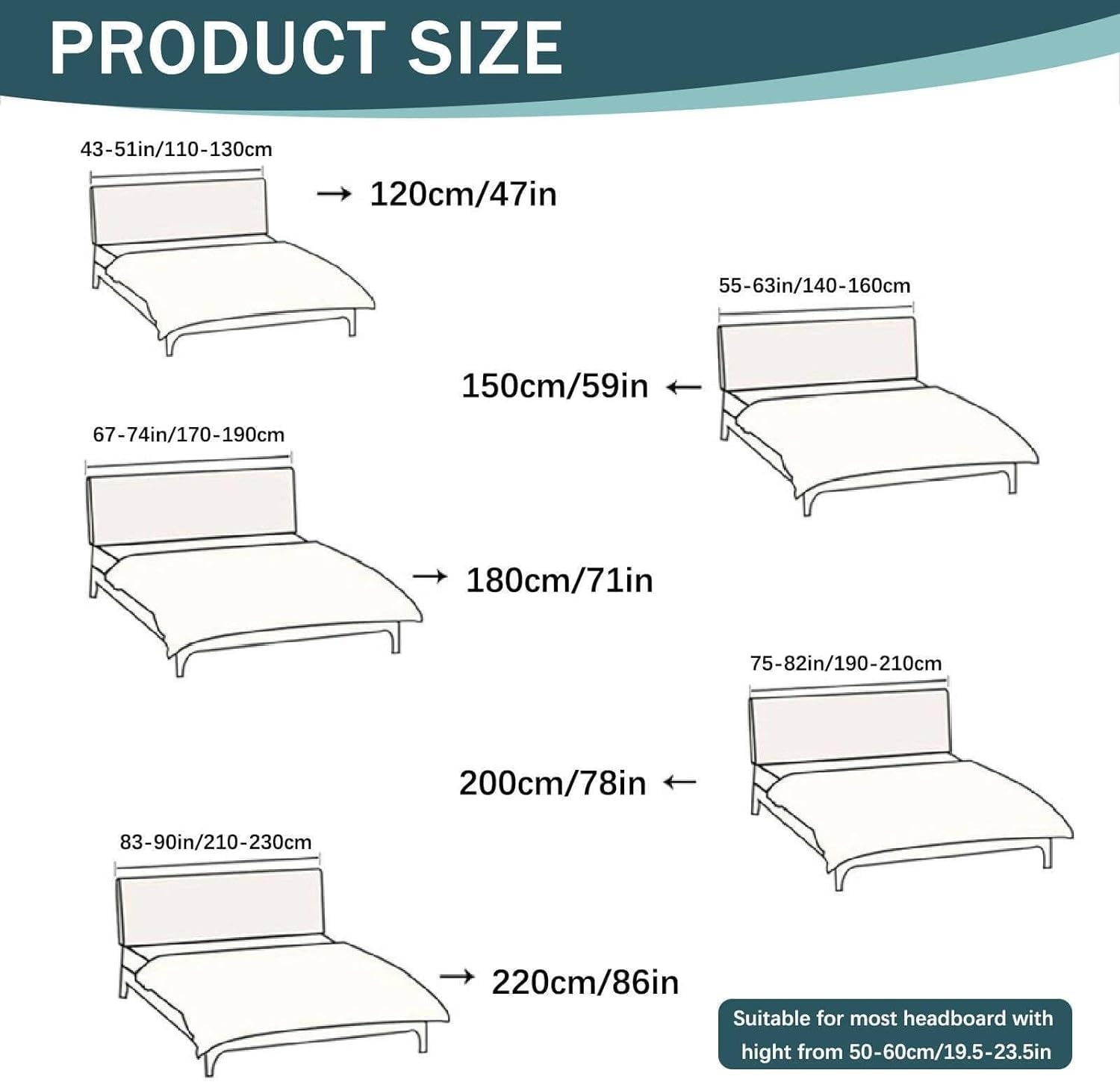 EFELIM PU Leather Bed Headboard Cover for Queen, Full, King - Waterproof, Dustproof Protector - Brown (King: 200cm/78.74in)