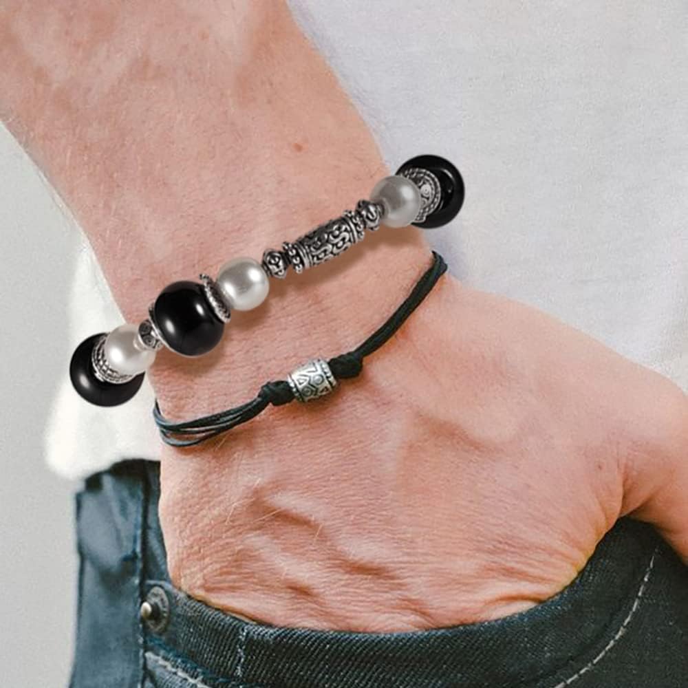 Cheriswelry 100pcs Black Rondelle Glass Beads - European Large Hole Smooth Loose Spacer Beads Slide Charms 15x10mm for DIY Bracelet Necklace Craft Jewelry Making - Image 5