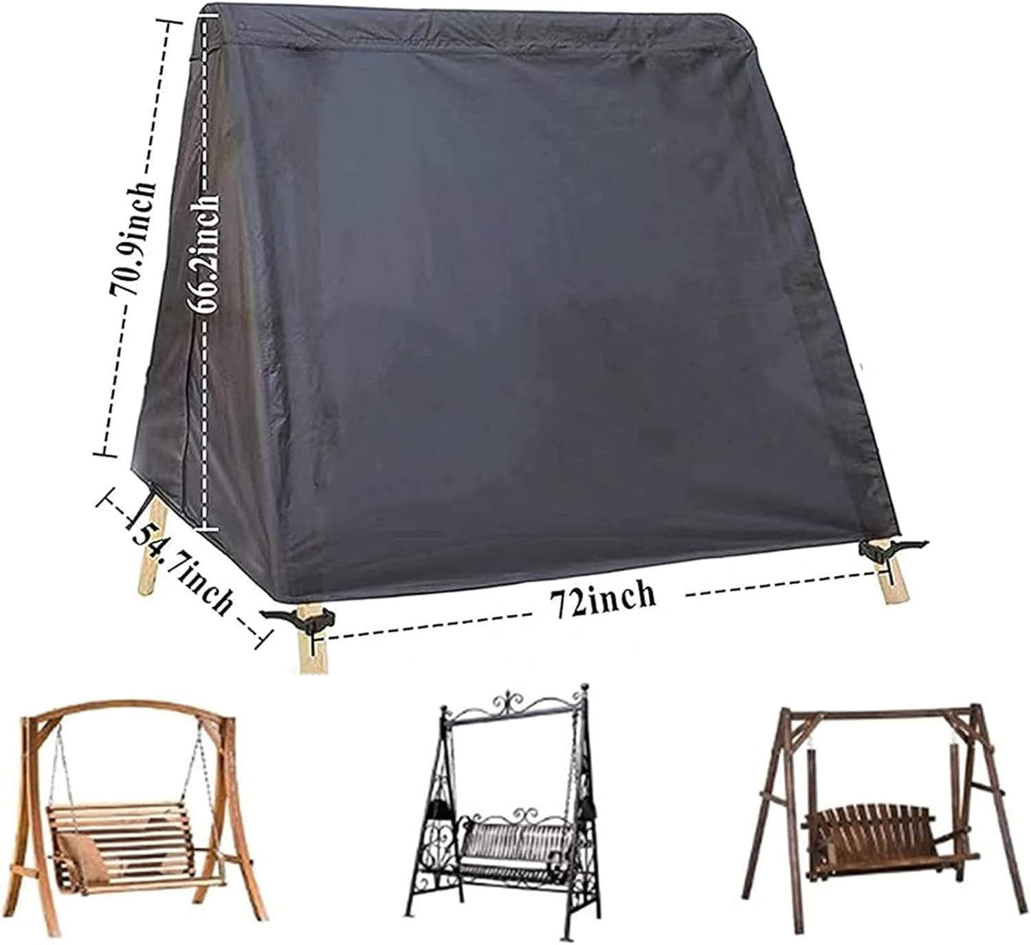 Cover for A Frame Porch Swing,Outdoor Patio Swing Cover a Frame,Patio Swing Furniture Covers,Courtyard Waterproof UV Resistant Weather Protector(Black,72''LX67''WX55''H)