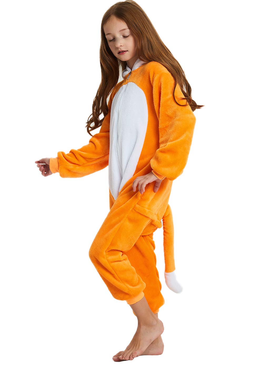 Kids Fox Onesie Fleece Pajamas Christmas Halloween Animal Cosplay Sleepwear Costume