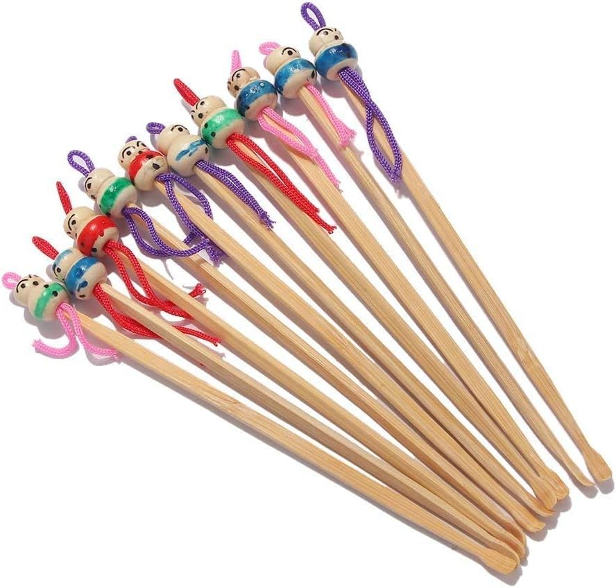10 Pcs Bamboo Ear Cleaner Ear Pick,Cute Doll Bamboo Earpick Ear Wax Remover Cleaning Tool,for Adult Men Women,Personal Care Products