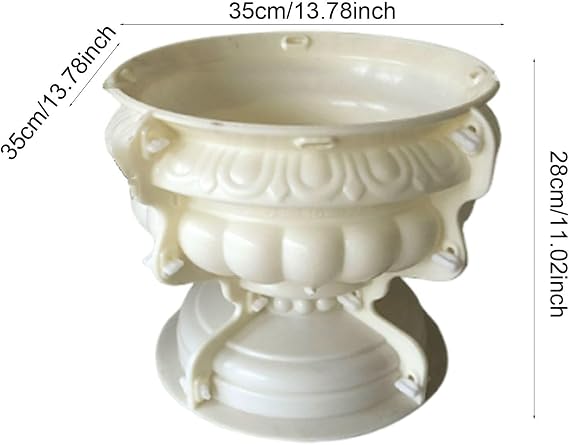Oshhni Flower Pot Mold European Style Concrete Planter Flowerpot Mould Plastic Round Mouth Thickened Reusable DIY Vase Casting Mold for Succulent Plants Garden Ornaments Home Decor, Multi, Dia 35 cm