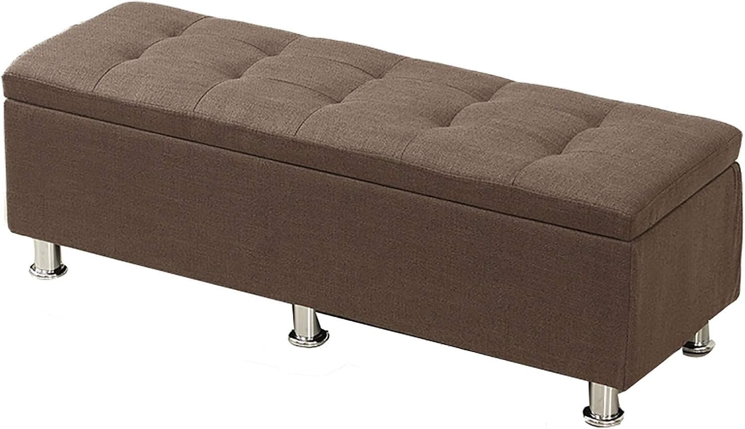 Banc coffre en bois massif 120cm avec grand volume de rangement