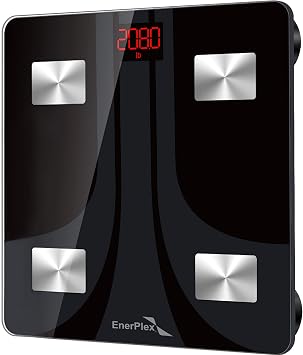 EnerPlex Fit 2020 Model Body Fat Scale, Weight Scales Digital Smart Body Composition Wireless Analyzer BMI Scale Health Monitor with Smartphone APP, 396 lbs Black