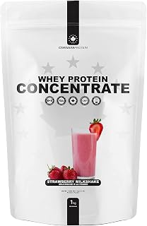 Canadian Protein Whey Concentrate 24g of Protein | 1 kg of Strawberry Banana Flavored Low Carb Keto Friendly Workout Recovery Drink | Protein Powder Rich in BCAA Amino Acids