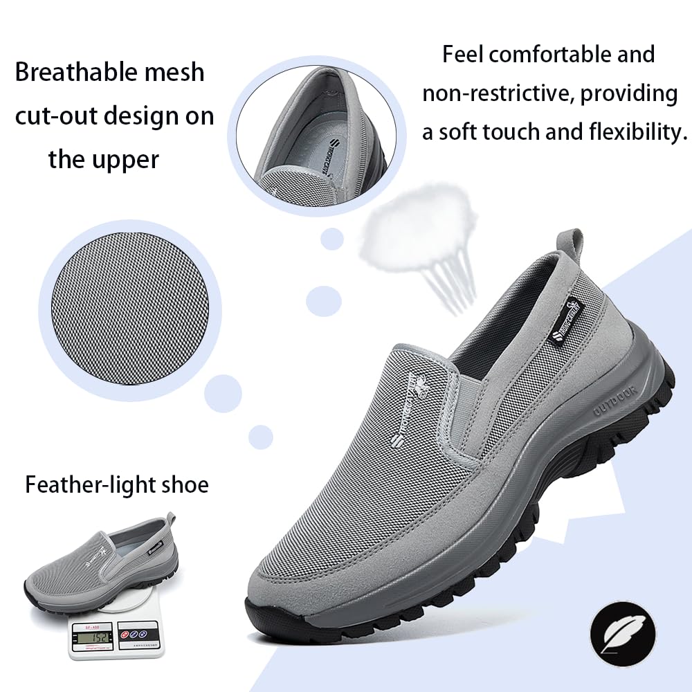Wanderschuhe Herren Orthopädische Schuhe Atmungsaktiv Freizeitschuhe Slip-on rutschfeste Leicht Sportschuhe Stoßdämpfung