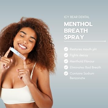 ICY Bear Long Lasting Menthol Mist Mouth Spray Pump - 17ml - Pocket Breath Freshener for Tongue and Mouth Treatment - Mouth Freshener Spray for Freshening Bad Breath and Dry Mouth Relief