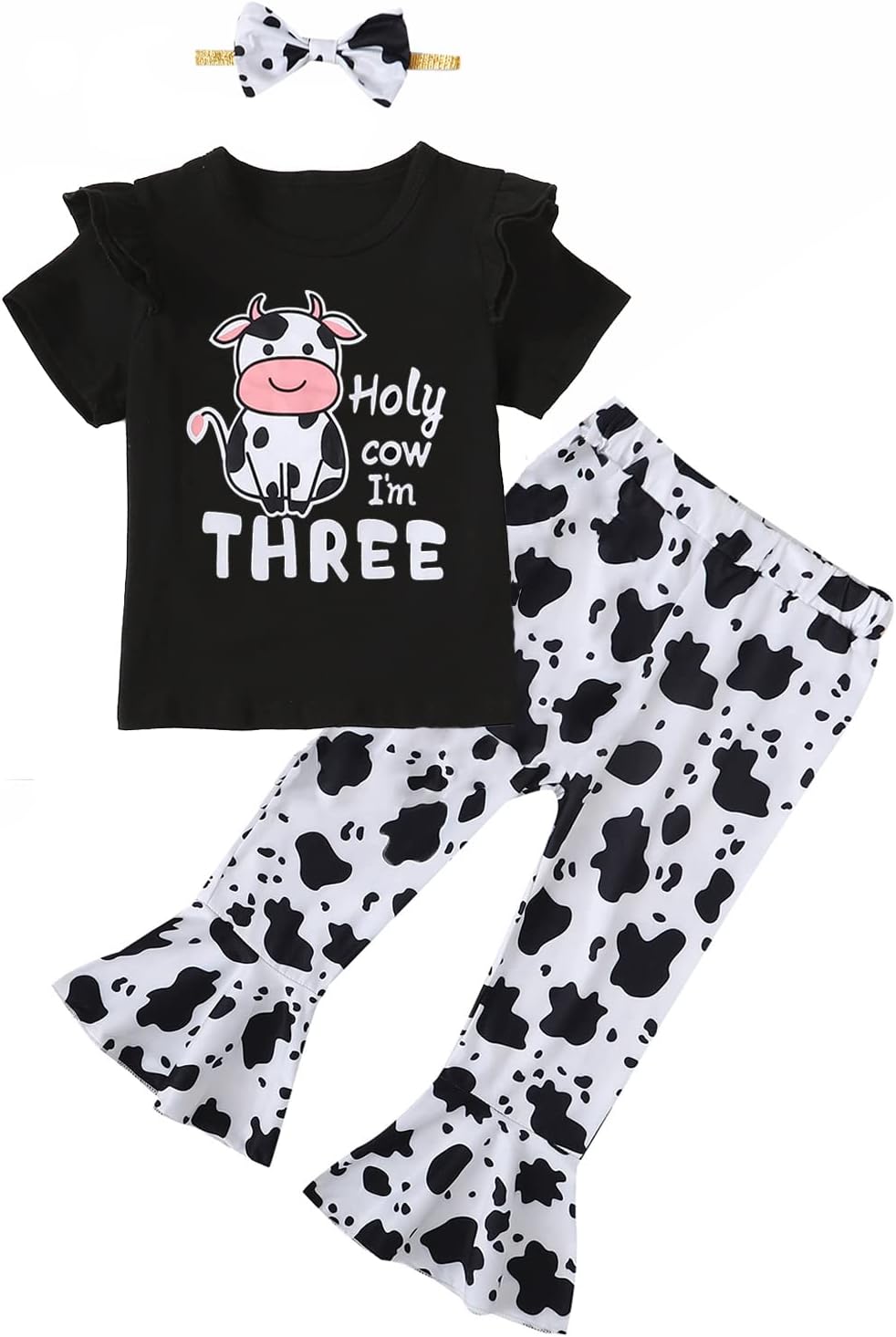 Girl 3rd Birthday Outfit - Toddler Three Years Old Clothes - Holy Cow I'm Three