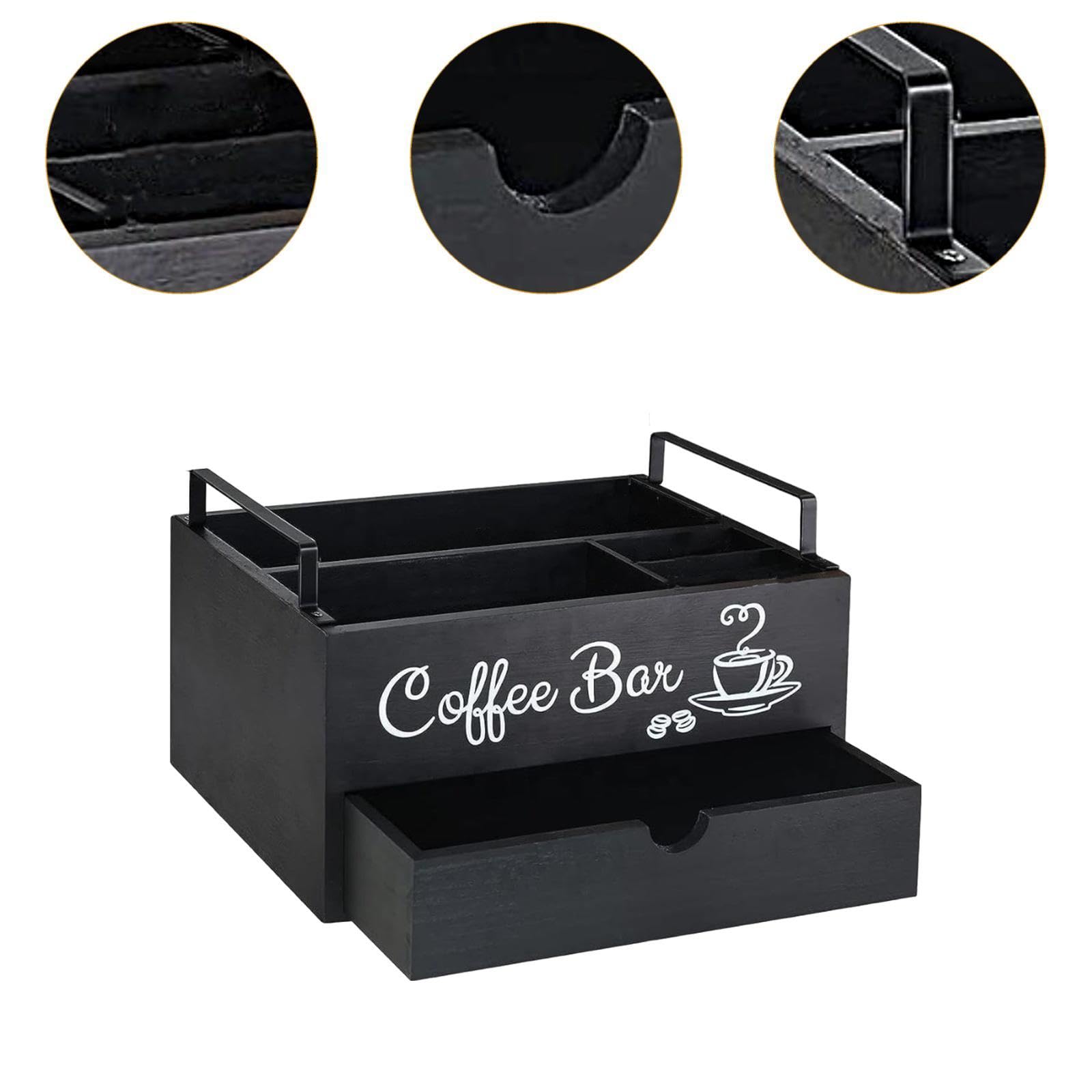 Organizador de Café Estación Organizador de Café de Madera Cesta Almacenaje Cápsulas Bandeja Dispensadora Bolsas Té Condimentos Adecuado para Cocina O, Style a, Individual