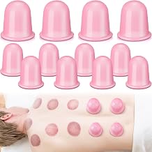 TrelaCo 12 Pcs 2 Size Cupping Therapy Set Silicone Anti Cellulite Cupping Kit for Massage Therapy Set Vacuum Suction Cup for Arthritis Relief, Pain Reduction Adults Home Use Pink