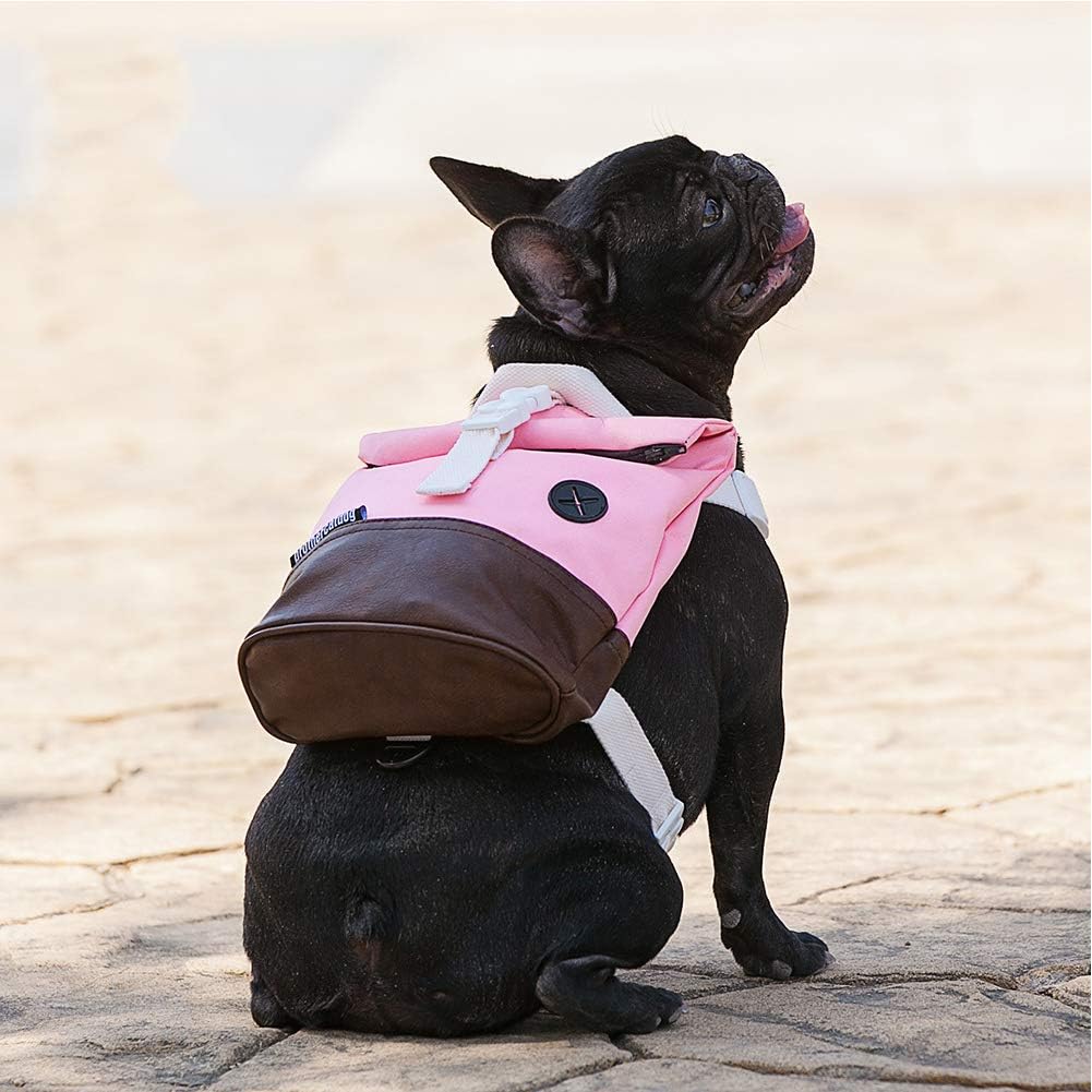 Dog Backpack Harness,Puppy Dog Cute Animal Back Pack Saddle Bags with Dog Waste Bag Dispenser,Pet Rucksack Zipper Daypack for Dog Outdoor Training Walking