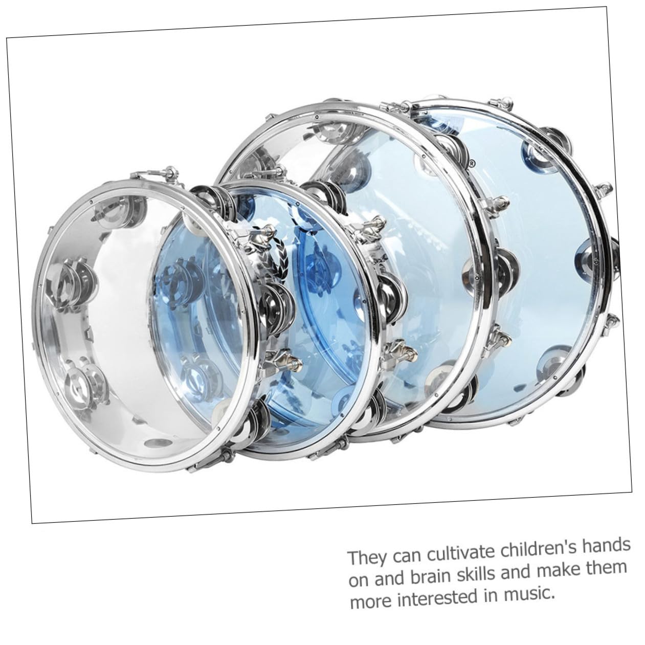 de Percusión de Doble con Aro de Acero Inoxidable y Cuerpo Abs Transparente Azul Instrumento para Adultos de Mano para Educación y Fiesta