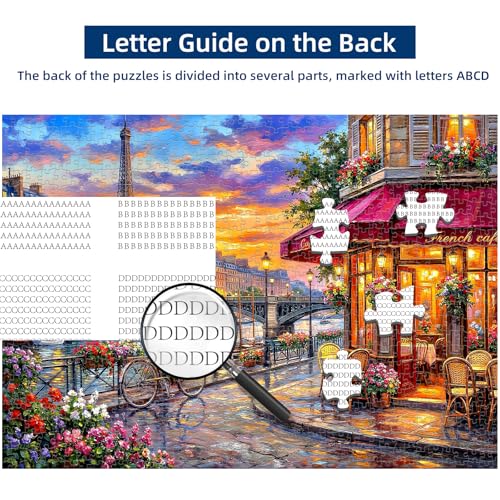 1000 Piece Puzzle for Adults, Scenic Eiffel Tower Jigsaw Puzzles for Adults 1000 Pieces, Fun Challenging Family Puzzle with Letters on Back, Charming Paris Sunset Puzzles for Family Game Night Gift - Image 4