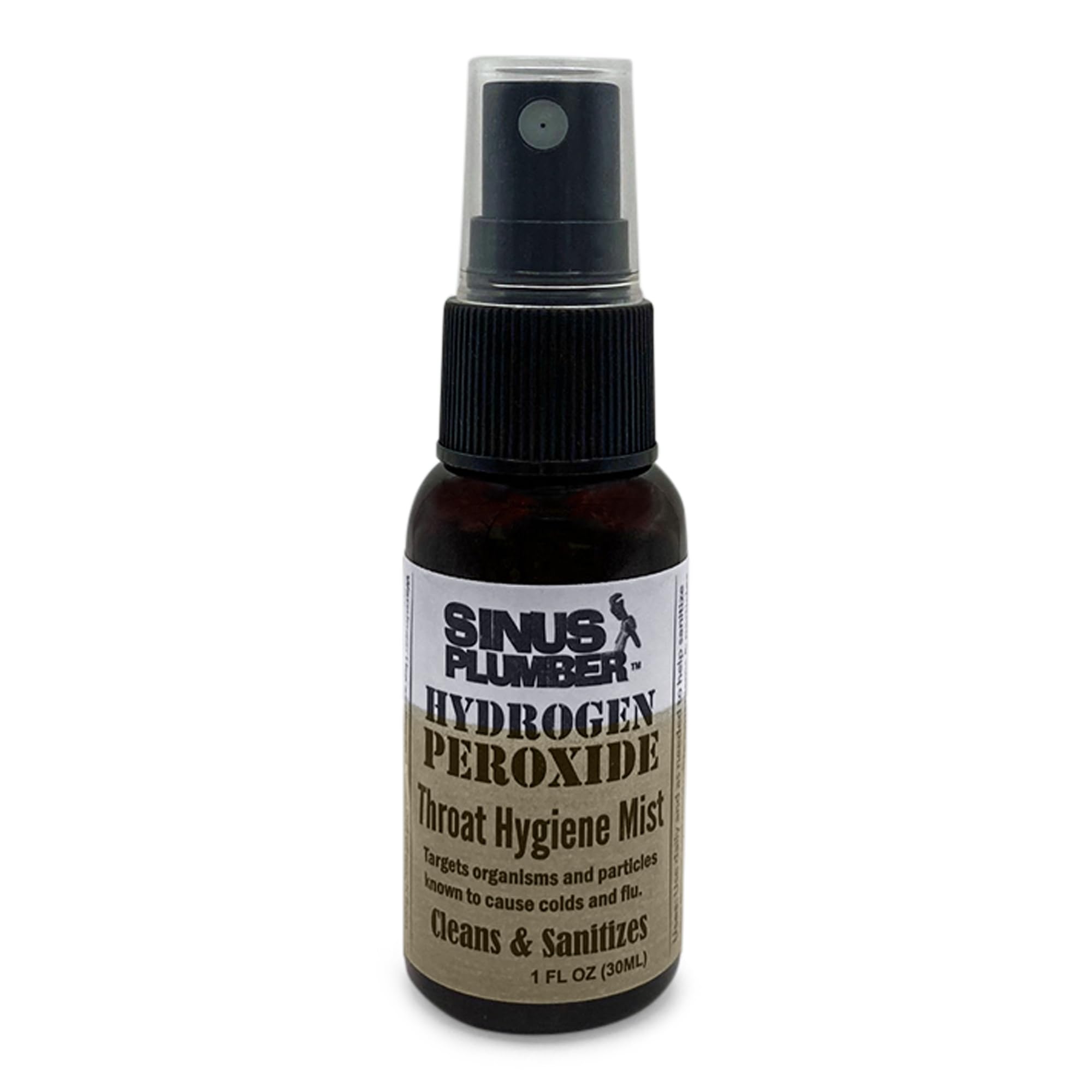 Sinus Plumber Hydrogen Peroxide Sore Throat Spray Cleans, Calms and Protects, Cold and Flu Formula