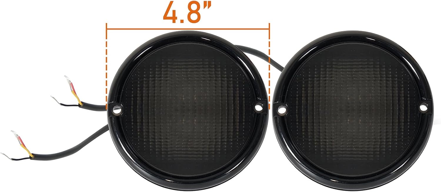 Hooke Road Front Turn Signal Lights Parking Light LED Amber Lamps and White DRL with Smoke Lens for 1976-1986 Jeep CJ5 CJ7 CJ8 Scrambler (Pack of 2)