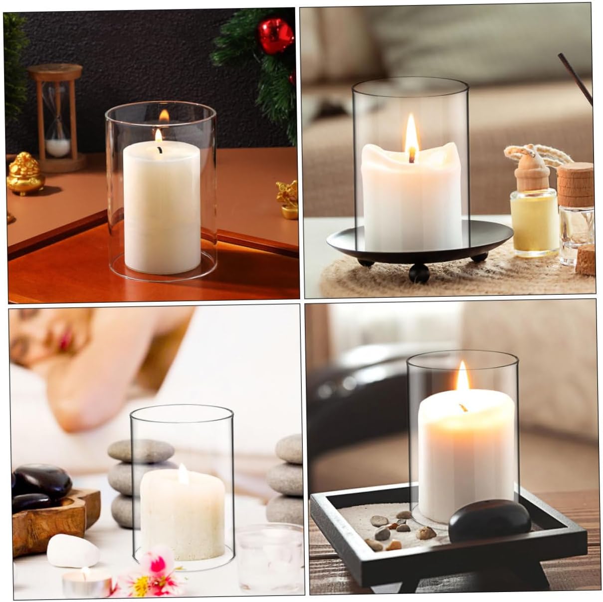 ABOOFAN 2pcs Glass Hurricane Candle Covers Glass Candle Holders Windproof Shades for Desktop Decor Decorative Votive Holders