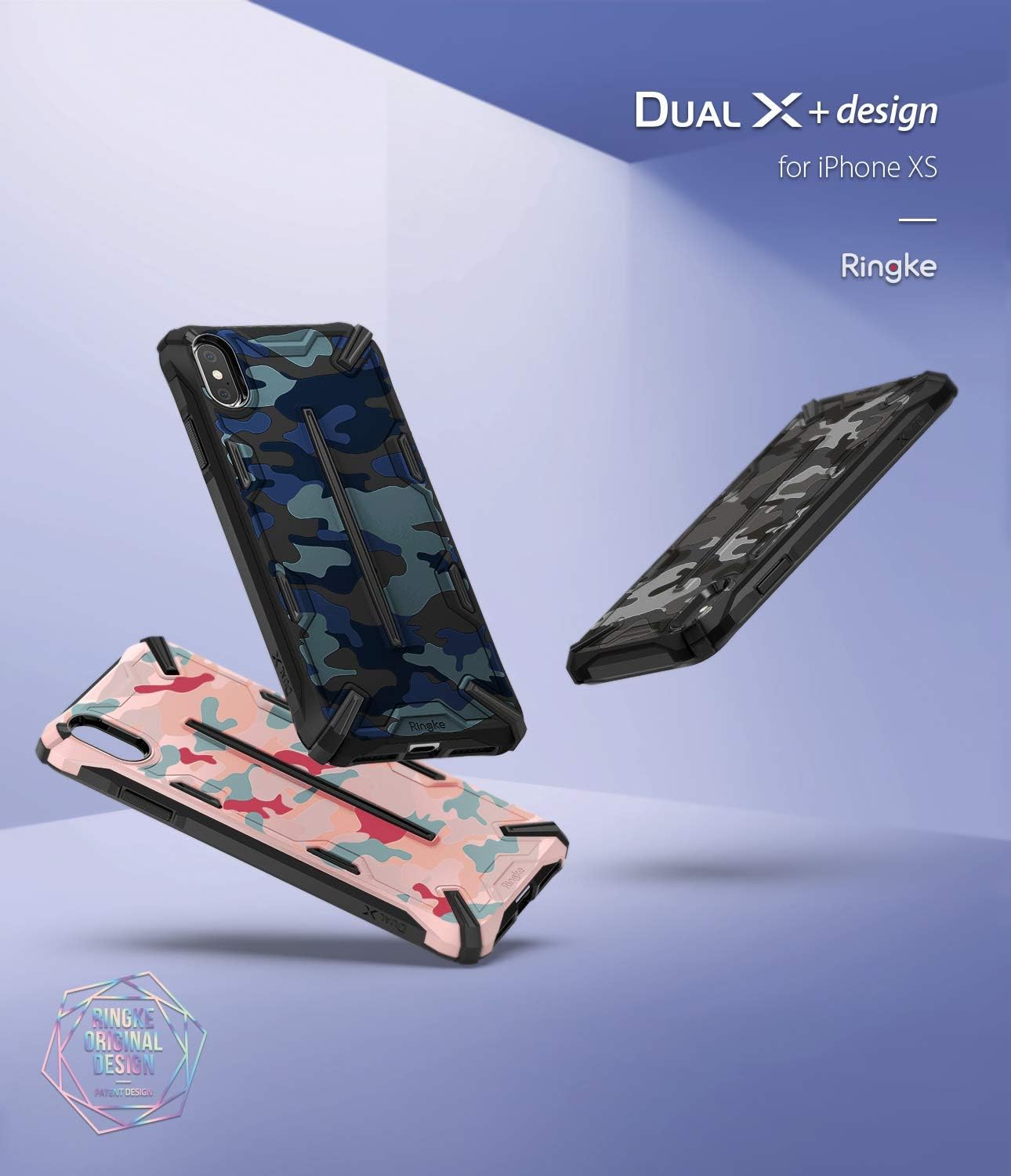 Ringke Dual X Design Compatible with iPhone Xs Case, iPhone X Case Heavy Duty Defense Cover for iPhone Xs (5.8") (2018) - Camo Black