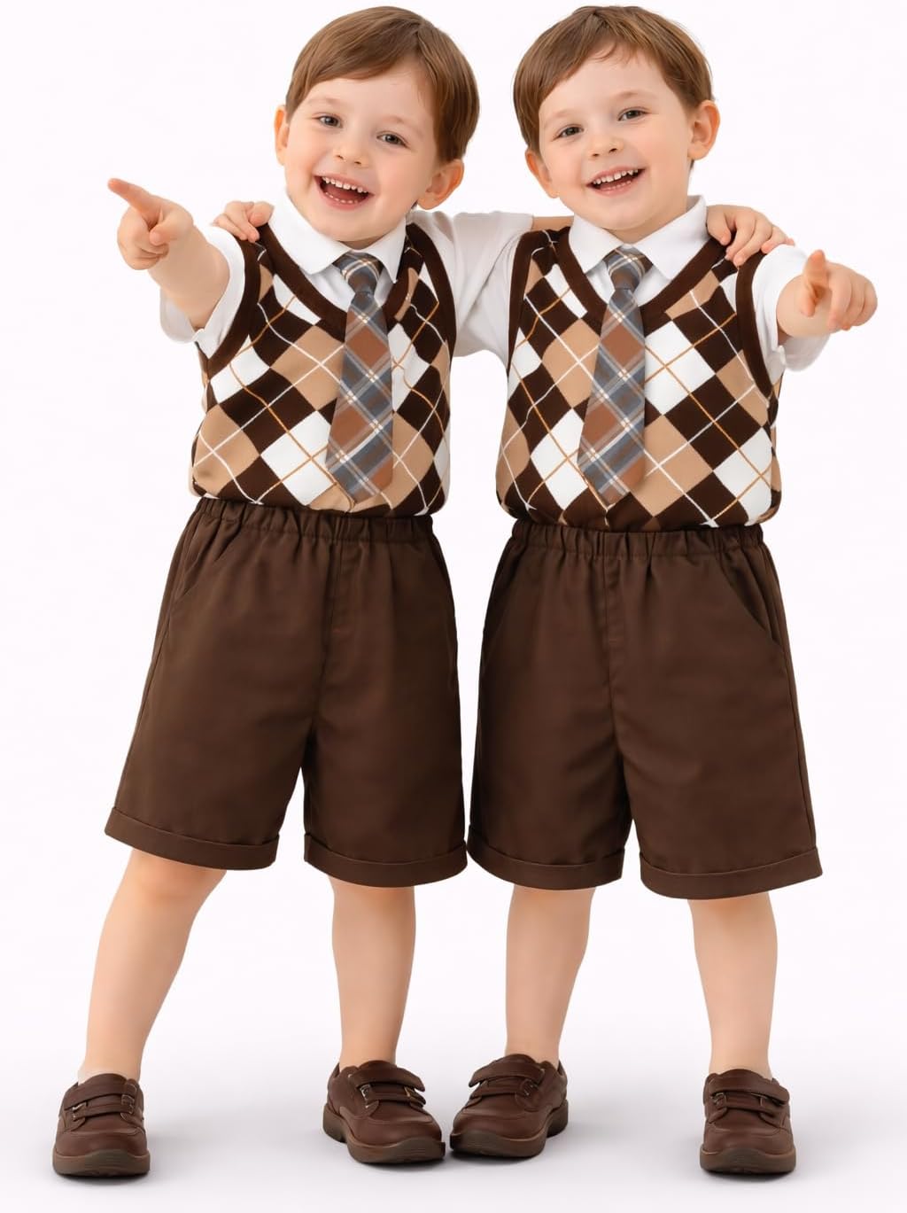 Panther Mama & Kids Twins Toddler Macthing Plaid two- Piece Outfit Set For Twin (Boy & Boy)