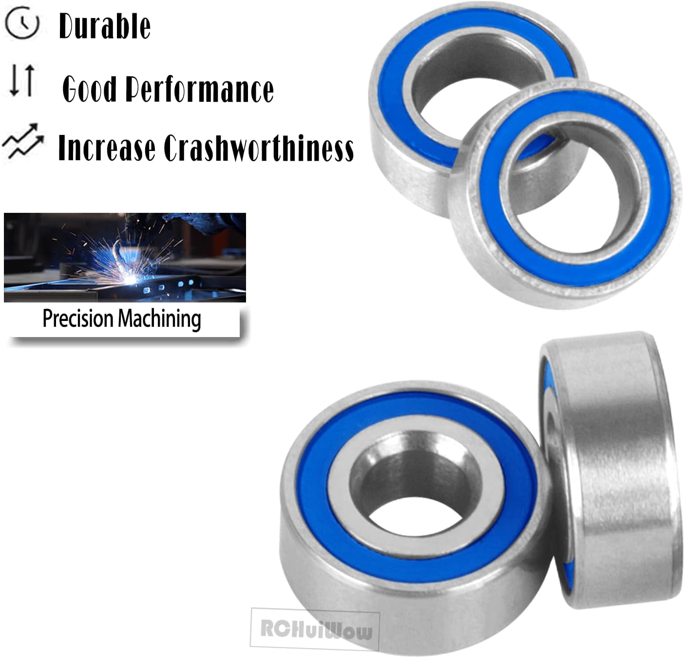 RC Bearings Kit Upgrades Part for 1/10 TRX4 1/10 RC Crawler,Metal Ball Bearings Kit Hops Up for 1/10 TRX-4,42 Pcs TRX4 Bearings w/Bearing Tool,Navy Blue