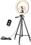 UBeesize 12 lumière bague de pouce avec support, lumière bague Selfie avec 50" Support de trépied extensible & Support de téléphone pour la vidéo Live Stream/Makeup/YouTube