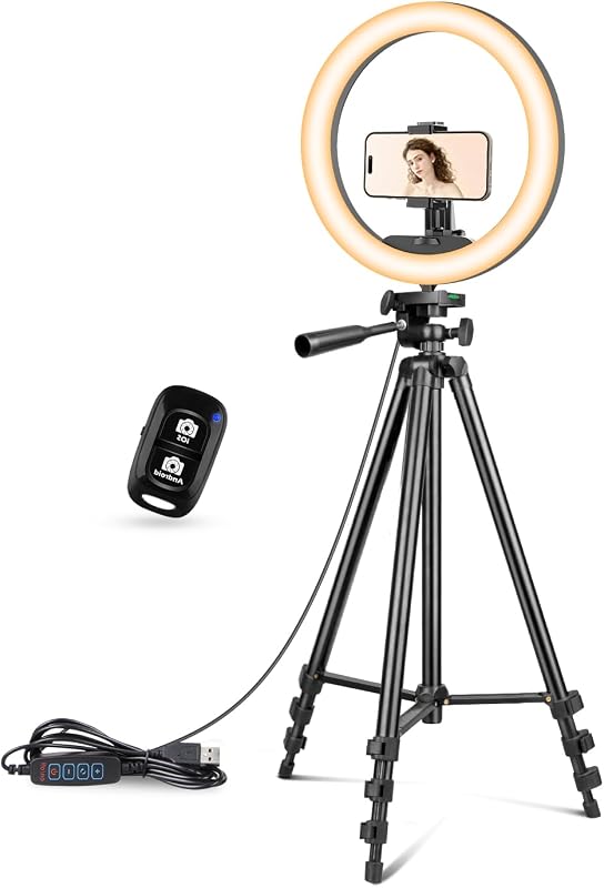 12 inch Ring Light with Stand, Selfie Ring Light with 50" Extendable Tripod Stand & Phone Holder for Live Stream/Makeup/YouTube Video
