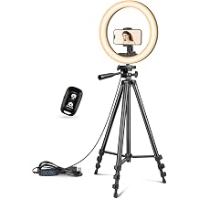 UBeesize 12 inch Ring Light with Stand, Selfie Ring Light with 50" Extendable Tripod Stand &amp; Phone Holder for Live Stream/Makeup/YouTube Video