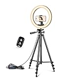 UBeesize 12 inch Ring Light with Stand, Selfie Ring Light with 50" Extendable Tripod Stand & Phone Holder for Live Stream/Makeup/YouTube Video Standard 12in