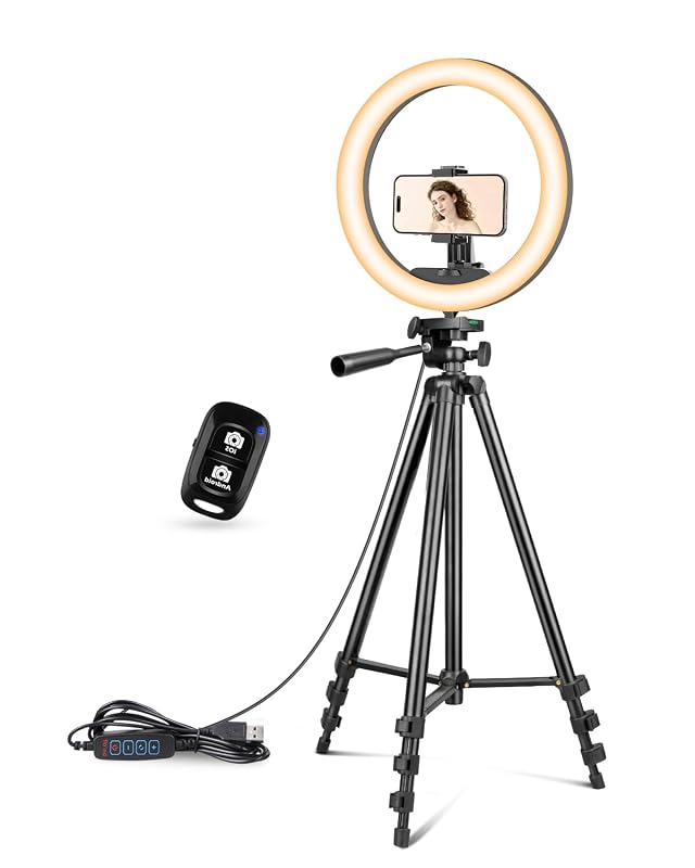 UBeesize 12 inch Ring Light with Stand Selfie Ring Light with 50 Extendable Tripod Stand Phone Holder for