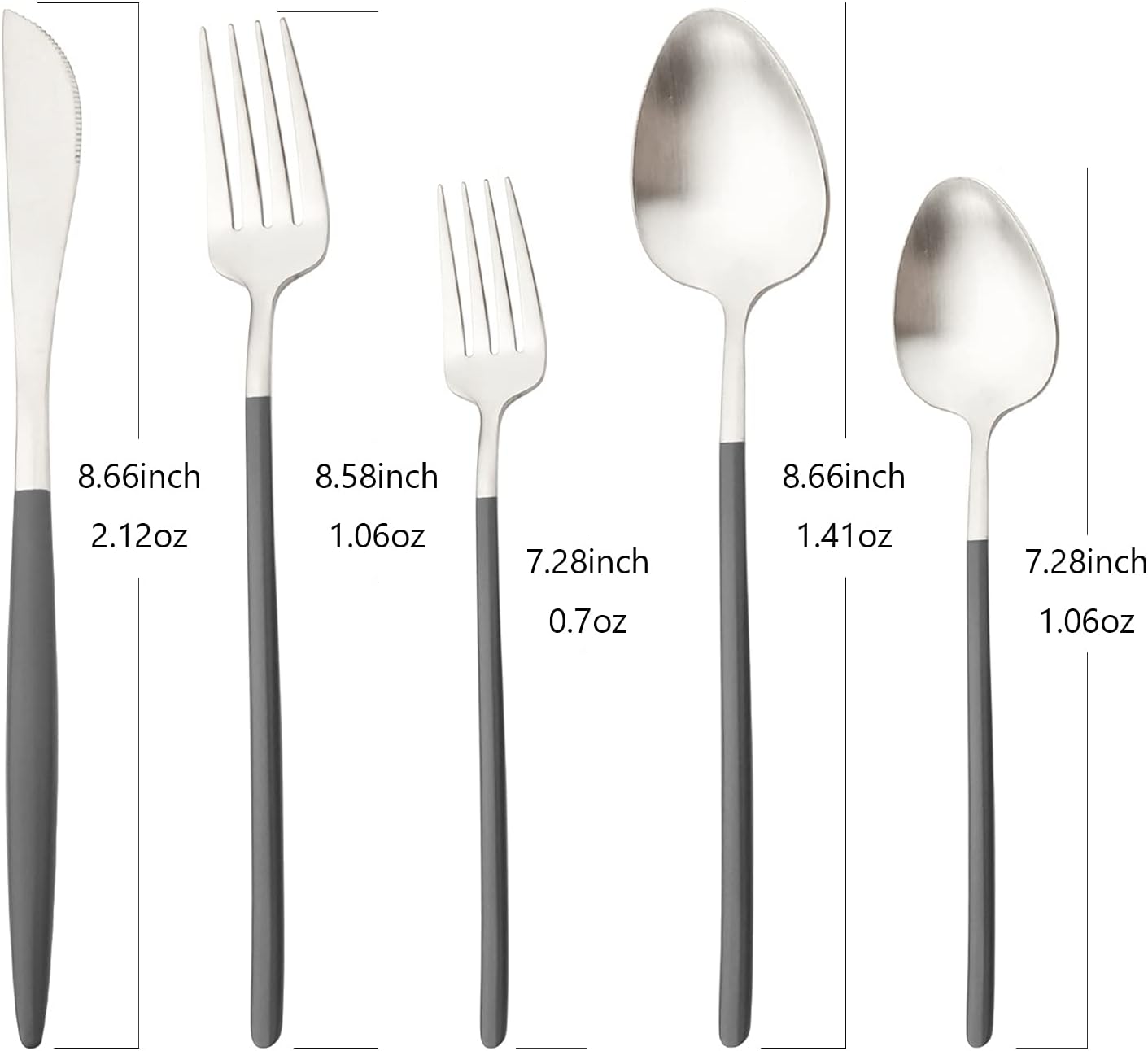 30-Piece Morandi Color Silverware Flatware Set for 6, 18/10 Stainless Steel Eating Utensils Cutlery Dinnerware With Dark Gray Handle for Home Dinner Restaurant Party Nice Gift