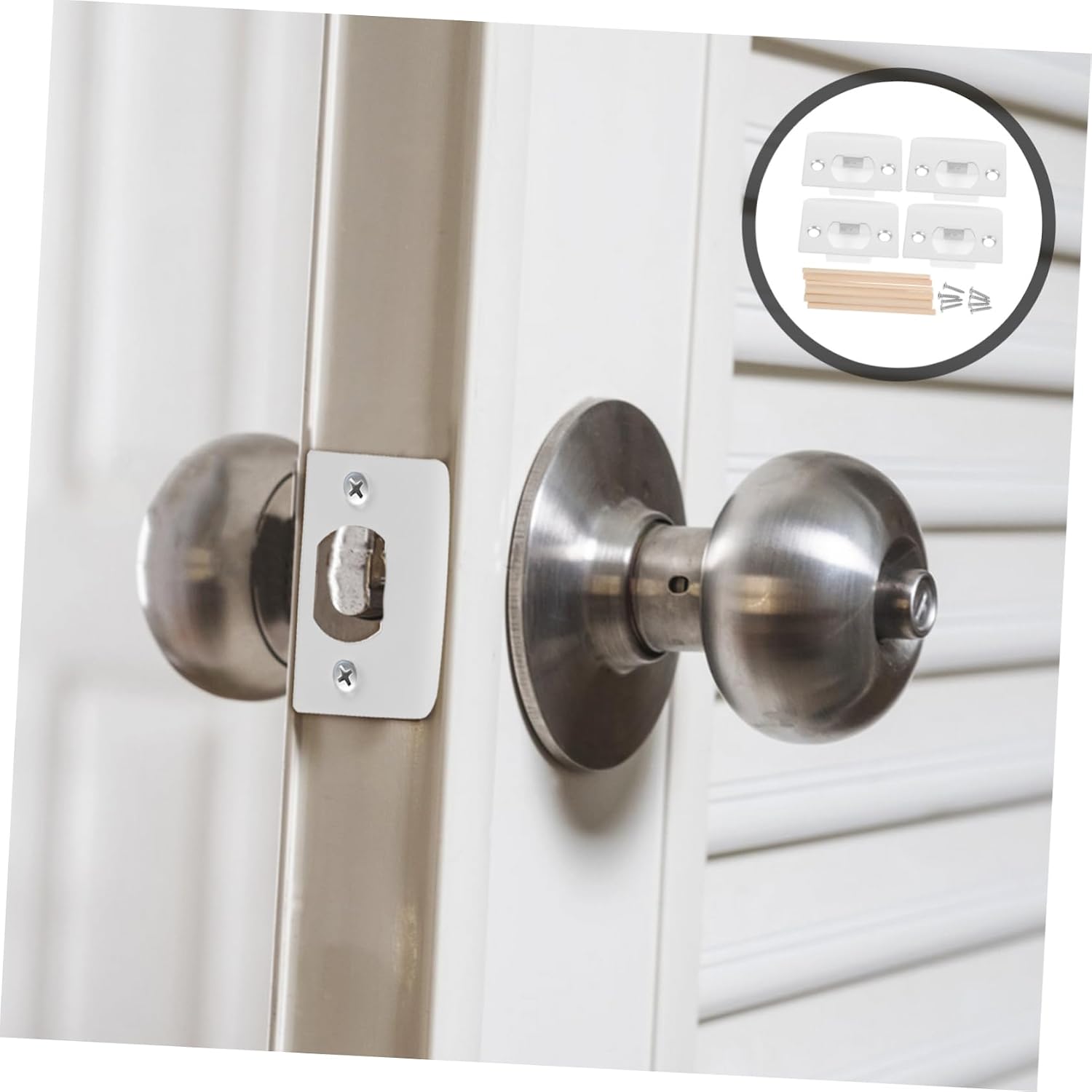 Gadpiparty 2 Sets Stainless Steel Door Reinforcement Kit Durable Deadbolt Strike Plates for Wooden Metal Doors Easy Installation Security with Sturdy Construction