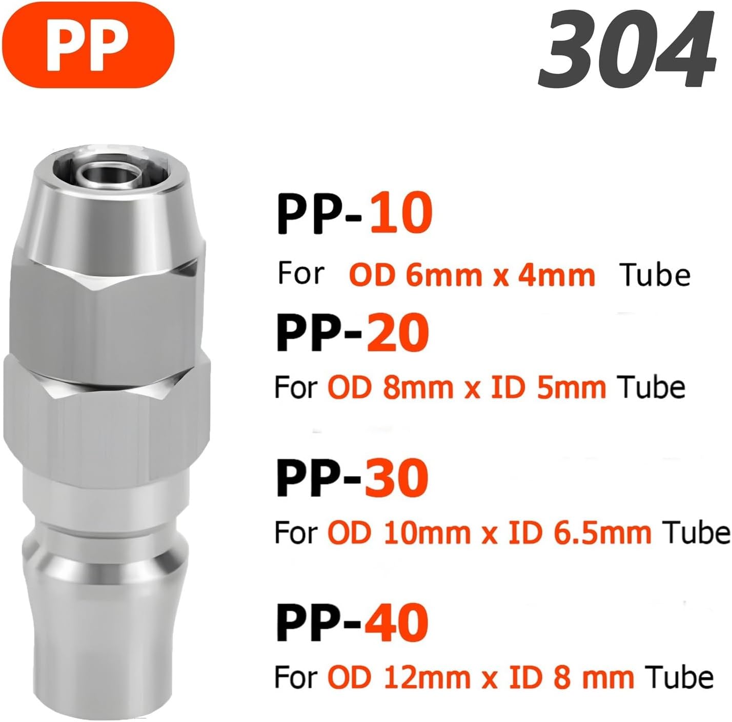 304 Stainless Steel C Type Self-locking Pneumatic Fittings Accessories PP SP PF SF PH SH -10 1Pcs(PP)