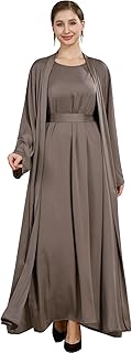 Women Muslim Abaya Dress 2PCS Lightweight Satin Abaya Dress for Women Islamic Dubai Modest Kaftan Prayer Dress