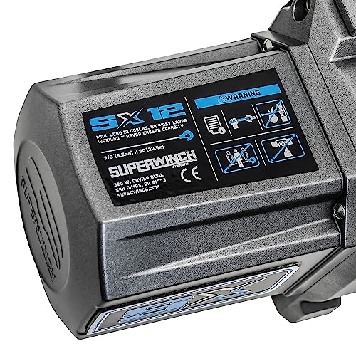 Superwinch 1712201 Sx12Sr 12V Dc Winch 12,000 Lb/5,443 Kg Single Line Pull With Hawse Fairlead, 3/8In X 85Ft Synthetic Rope, Corded Handheld And Wireless Remote #TOP2