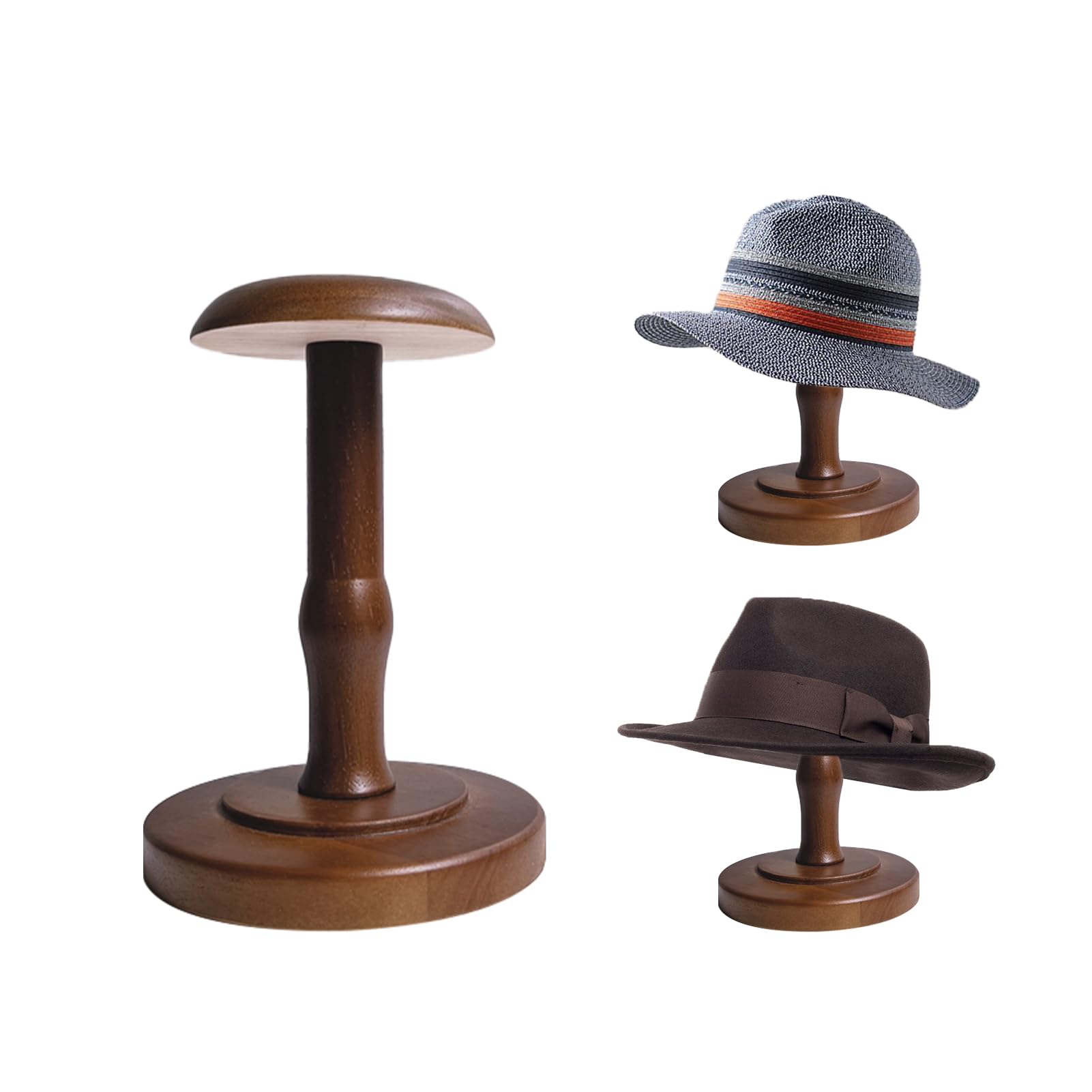 TINGSING Vintage Hat Stand Rustic Wooden Hat Display Stand