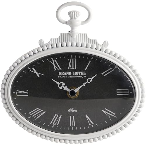 NIKKY HOME Small Vintage Black Wall Clock 6.5 Inch, Battery Operated Silent Retro Metal Oval Analog Clock for Bathroom Kitchen Living Room Bedroom Office