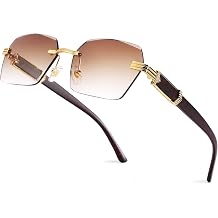 Pro Acme Rimless Rectangle Sunglasses for Men Women Hexagon Shade Eyewear Frameless y2k Glasses