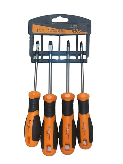 AK DIAMOND 4 pcs Screw Driver Tool Set Kit - Essential CR-V Screwdriver Set for DIY Household Repair with Special Design Handle and CR-V Round Blade Material