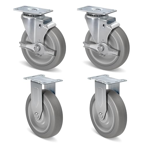 Miniatura 97 de Ruedas giratorias de 3.5 pulgadas, ruedas giratorias resistentes con freno, capacidad de carga de 1000 libras en total (2 frenos y 2 giratorios)
