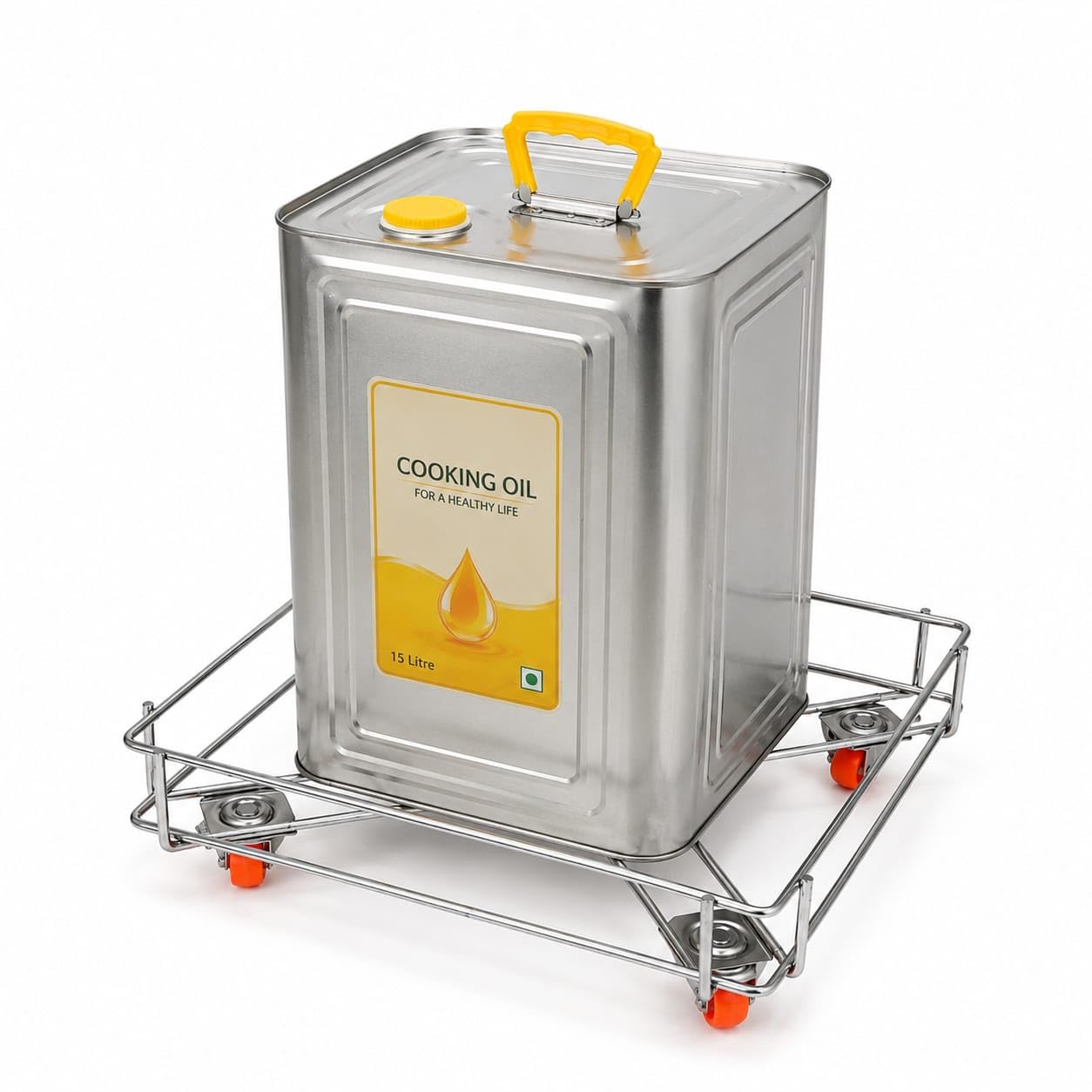 Stainless Steel Square Dabba Trolley | Heavy Duty Kitchen Storage Stand with Wheels | Multipurpose Square Container Holder | Rust Resistant Utility Trolley for Home & Kitchen-image-35