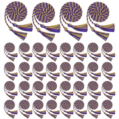 Kuchisity 36 Pieces Graduation Cords Bulk 2026 Graduation Honor Cords Rope Braided Honor Cords with Tassels for Grad Days and Student (Purple with Gold) by kuchisity - Used condition - US$8.41