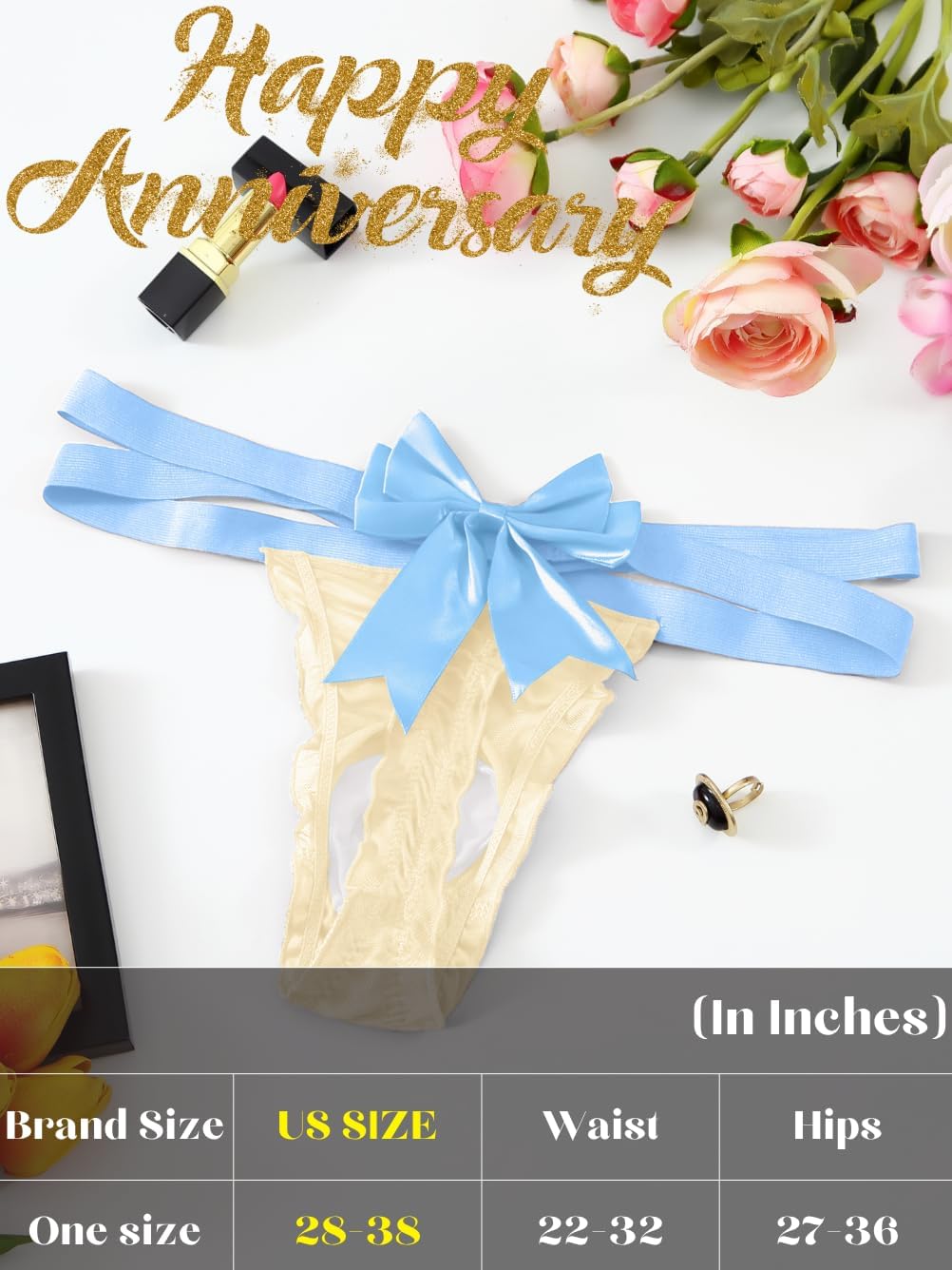 ChiaoLezhee Mens Satin Bow Thong Lingerie, Criss Cross Sheer Silky Pouch, Low Rise Sissy Femboy Panties, Sexy Mesh Underwear