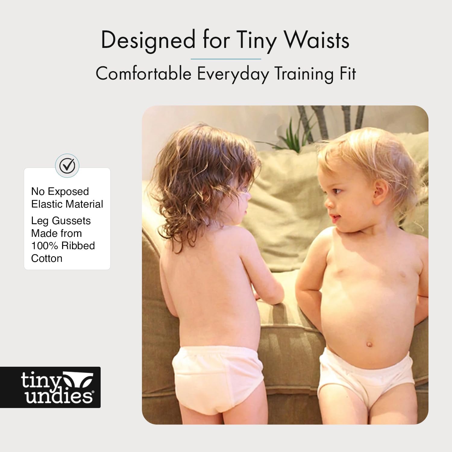 Tiny Trainers ROOMIER Small Cotton Training Pants, Unisex, for Babies and Toddlers, Elimination Communication or Potty Training - 3-pack (4T, Natural)