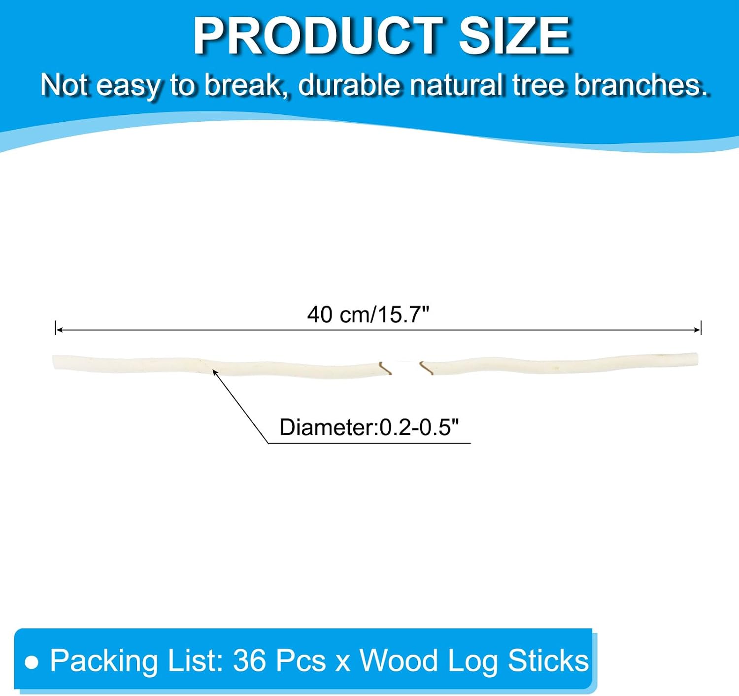 PATIKIL 36 Pcs 40cm Wood Log Sticks, Natural Wood Craft Sticks, Dried Wood Sticks Wooden Branches for DIY Crafts Accessory Decor Photo Props, White