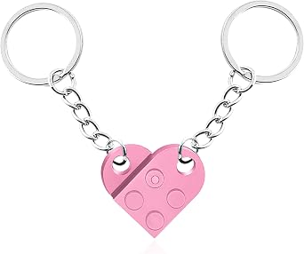 Moiitee Brick Heart Keychain, Crafted from ABS Material, Offered in 14 Colors, Valentines Day Gift for Your Loved Ones