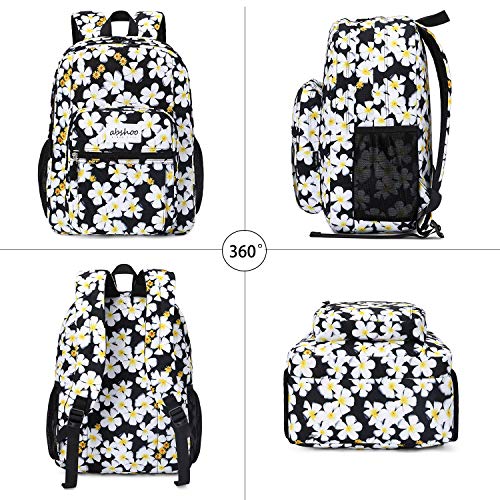 Image of abshoo Classical Basic Womens Floral Backpack For College Water Resistant Bookbag (Floral Black)