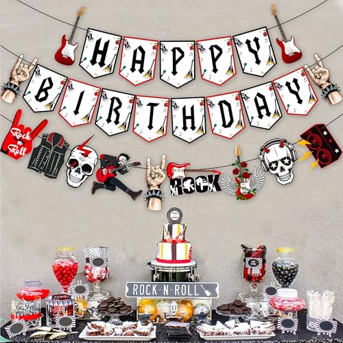 Rock and Roll Birthday Banner 3Pcs One Rocks Party Banners Rock Music Birthday Party Decoration Rock Party Hanging Cutout Banners for Rock and Roll Baby Shower Supplies by C L cooper life - Image 8