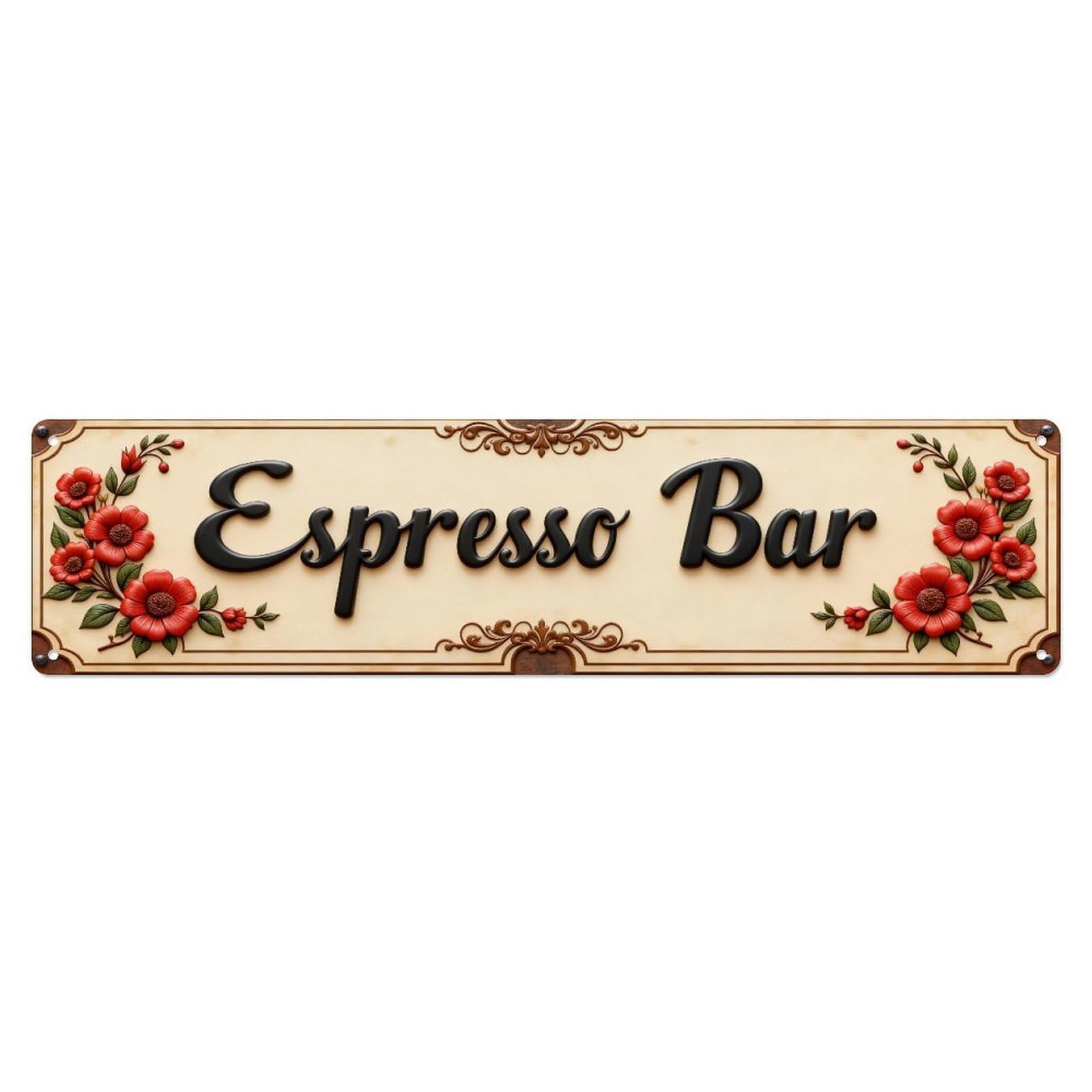 Espresso Bar Floral Sign Metal Tin Sign Plaque