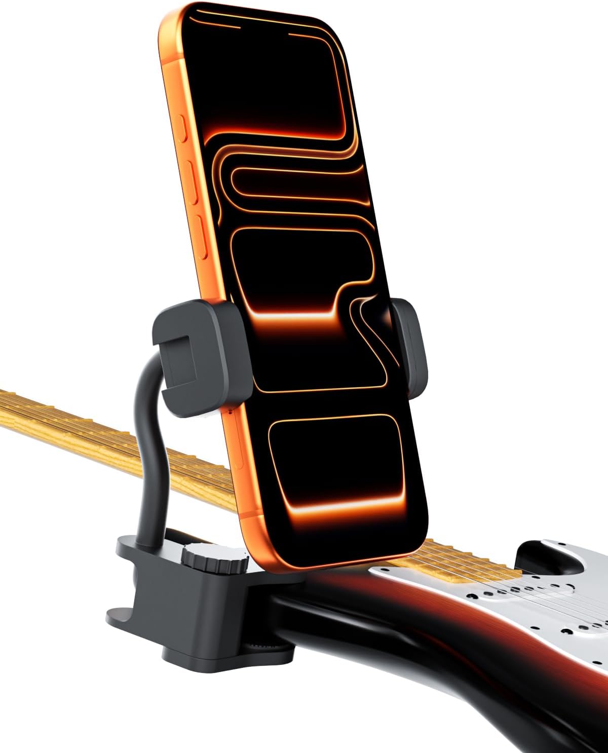 Electric Guitar Phone Holder - Universal Smartphone Mount for Electric Guitar/Bass, 360° Rotating & Adjustable Clip Ideal for Video Recording/Live Streaming/Online Teaching